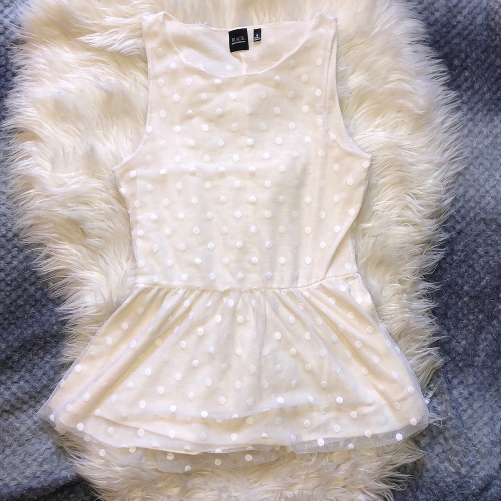 Saks fifth Avenue | BLACK white polka dot peplum S